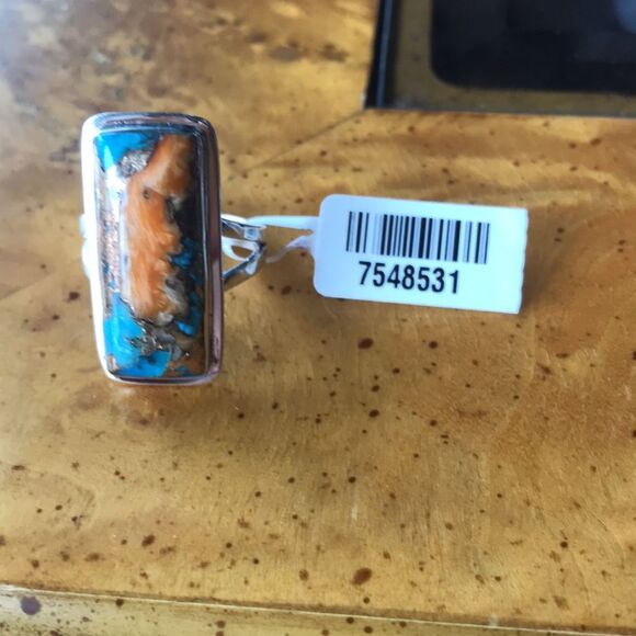 Spiny Oyster Turquoise Sterling Silver Ring Size 7 - Picture 7 of 7